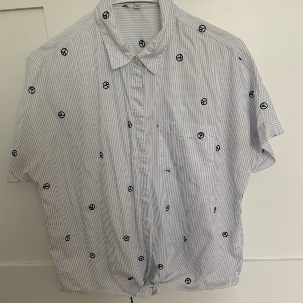 Madewell peace sign button up shirt